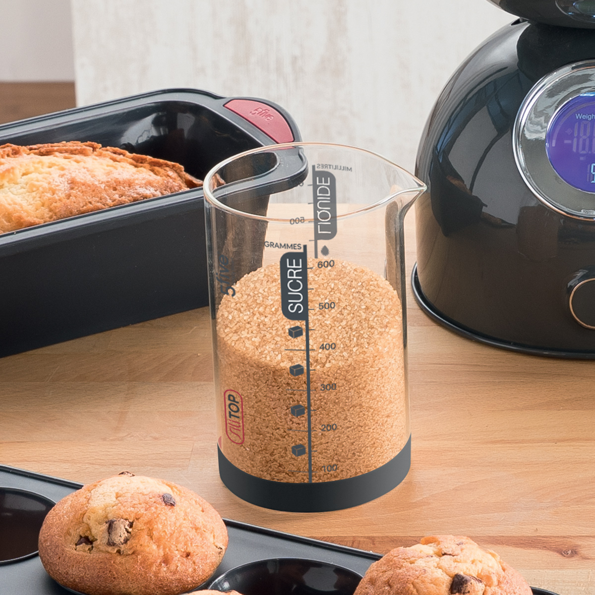 Verre doseur 0,6l - noir, rouge Silitop