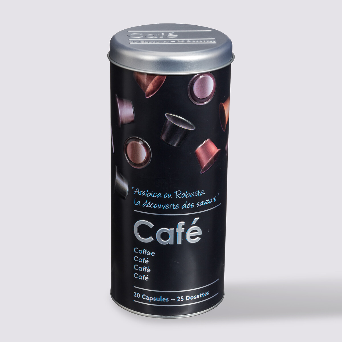 Boîte à café capsules métal, noir Black edition
