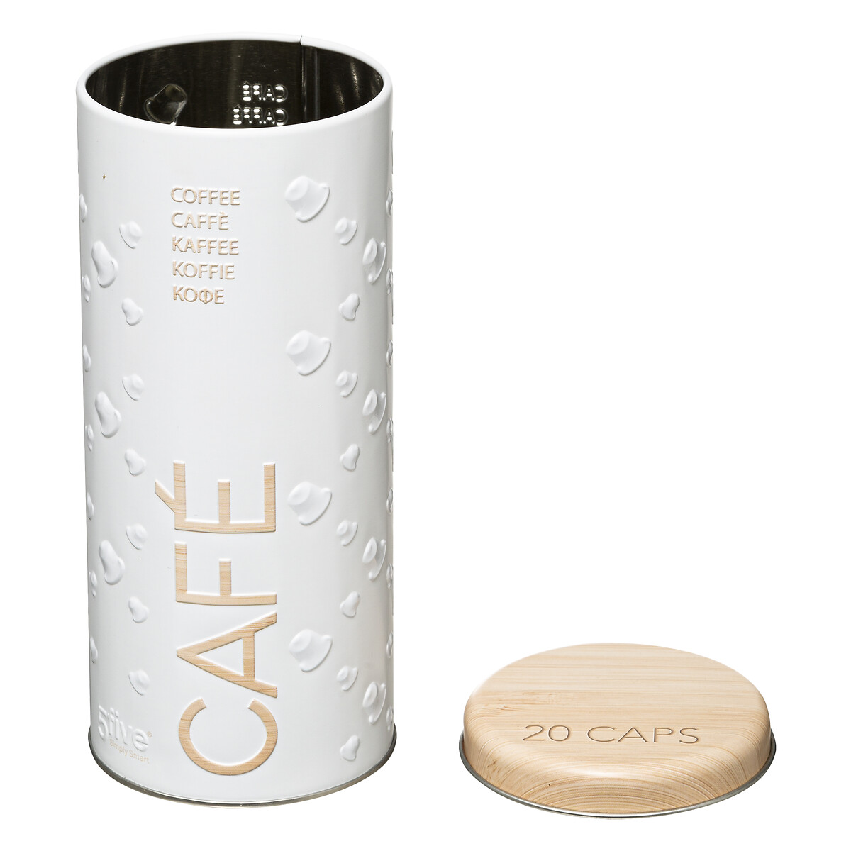 Boîte à café capsules métal, blanc Scandi nature