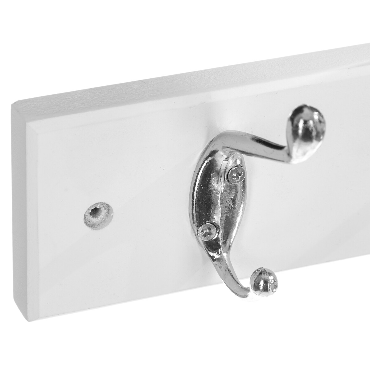 Patère 4 têtes bois/métal, blanc Clothy