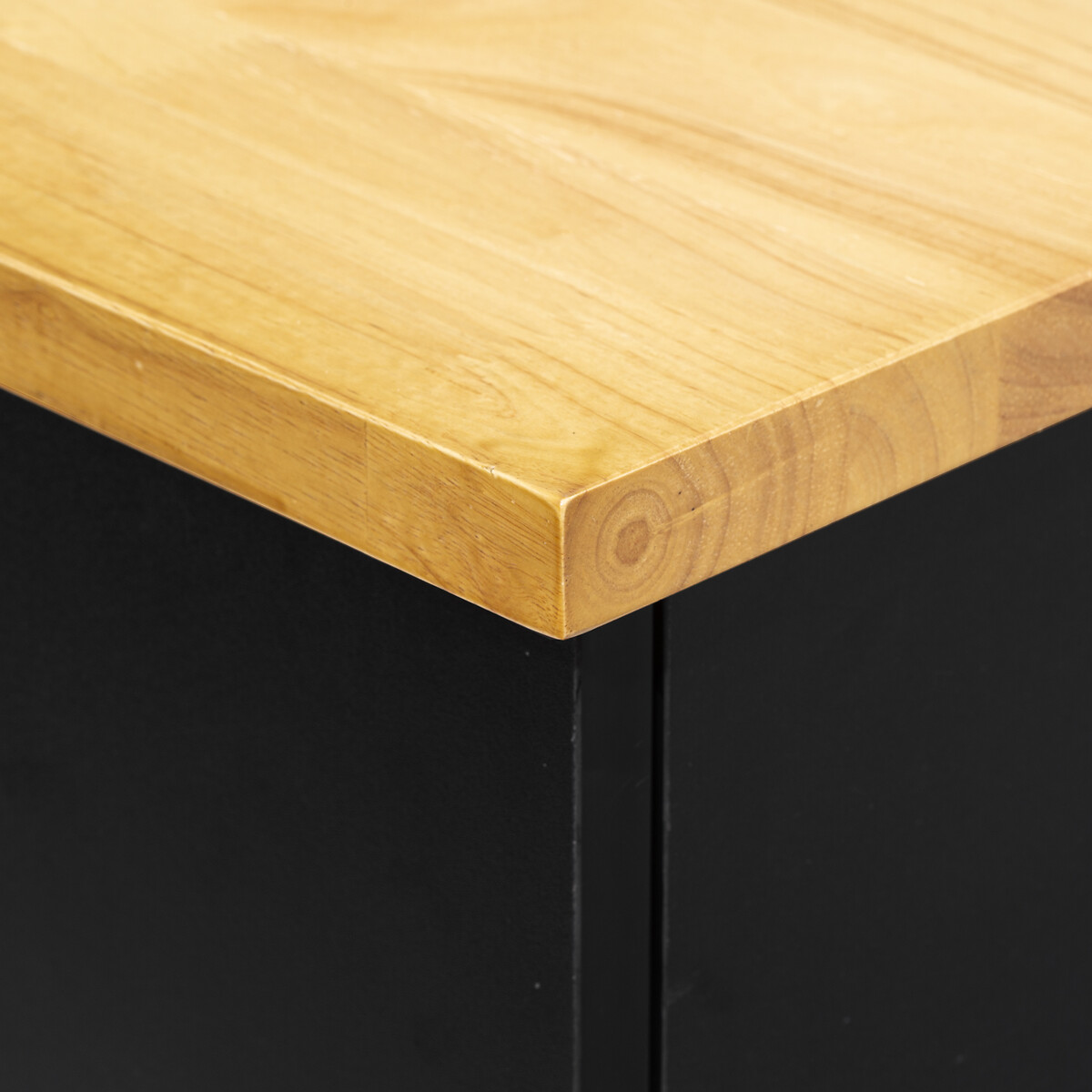 Ilot de cuisine à roulettes bois, noir 