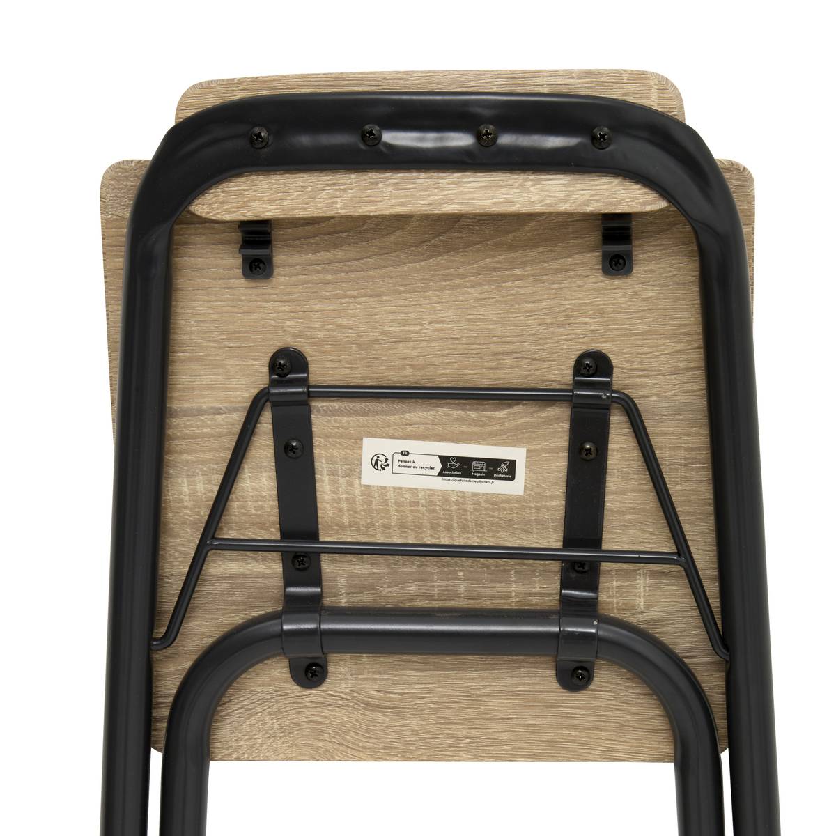 Chaise de bar pliante, effet chêne naturel Louna