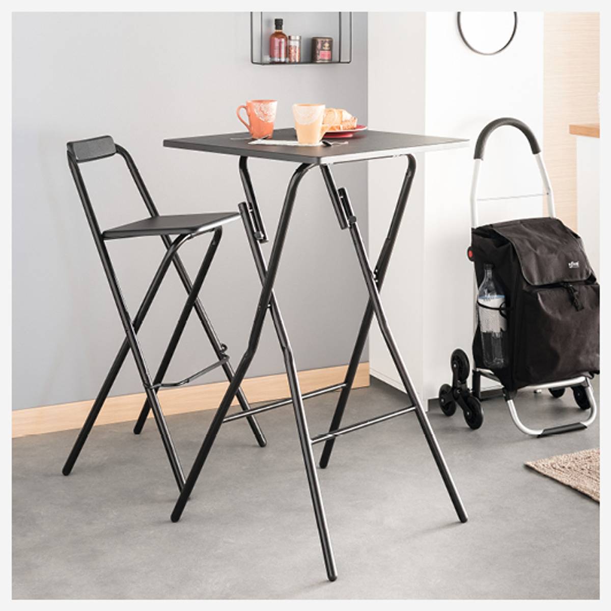 Chaise de bar pliante, noir Louna