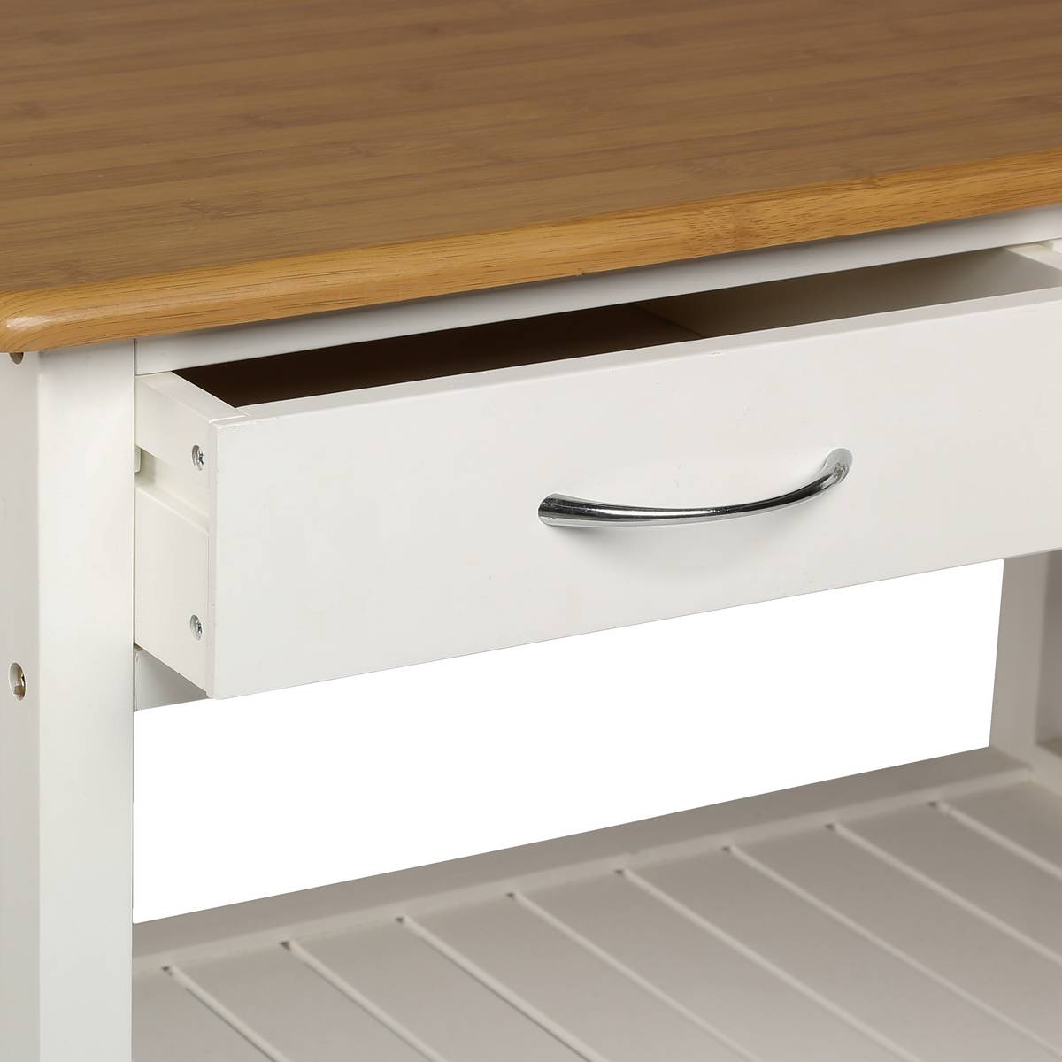 Dessertes 2 niveaux, blanc Bambou