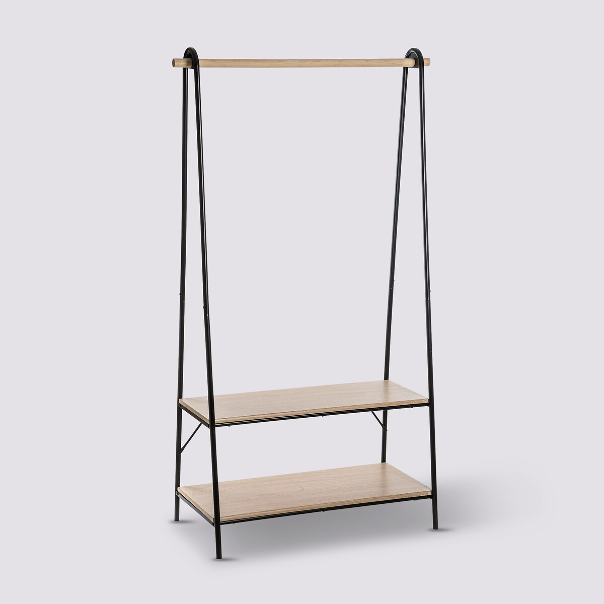 Portant à vêtements avec étagères, noir Jano