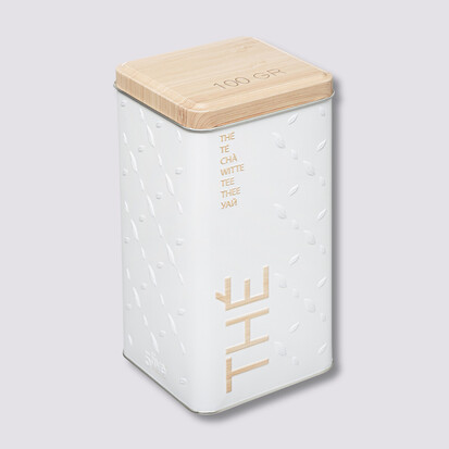 Boîte à thé vrac métal, blanc Scandi nature