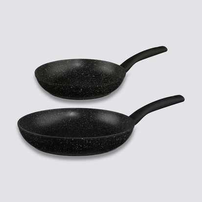 2 poêles aluminium, 24/28 cm Caractère