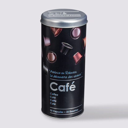 Boîte à café capsules métal, noir Black edition