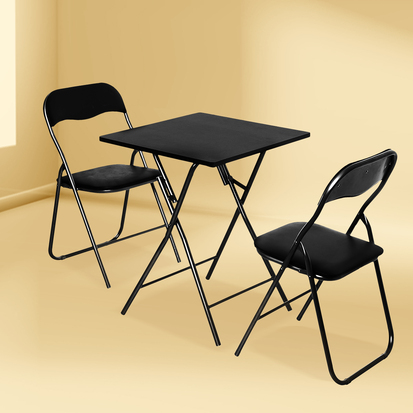 Table pliante 2 places, noir 