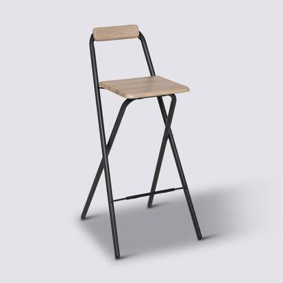 Chaise de bar pliante, effet chêne naturel Louna