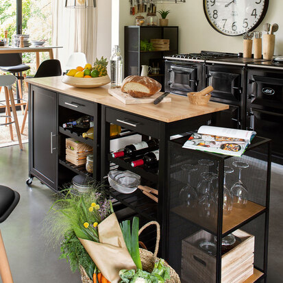 Desserte petit modèle, noir Claude