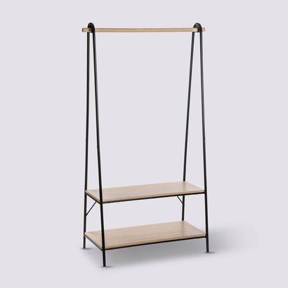 Portant à vêtements avec étagères, noir Jano