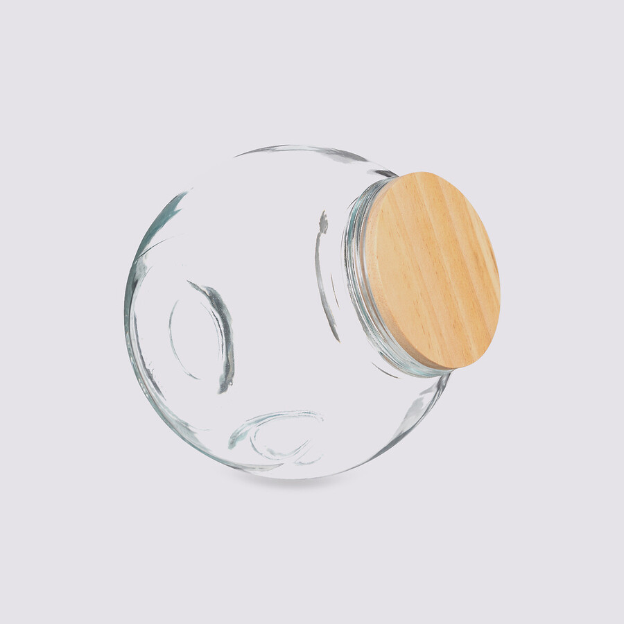 Bocal verre à bonbons couvercle bois 650ml 