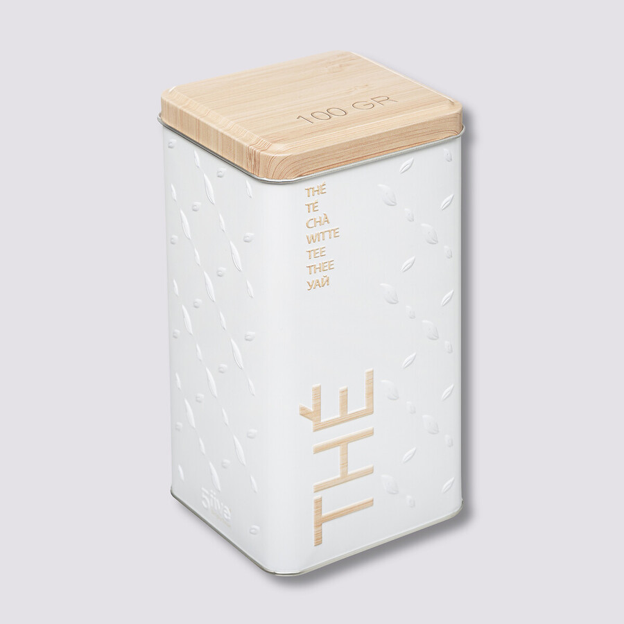 Boîte à thé vrac métal, blanc Scandi nature