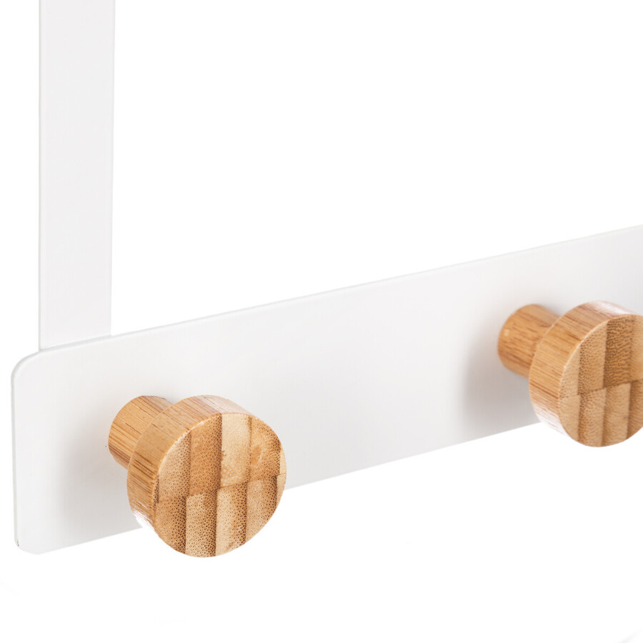 Patère 3 têtes métal et bambou, blanc Natureo