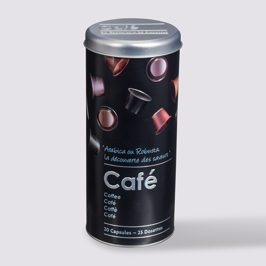 Boîte à café capsules métal, noir Black edition