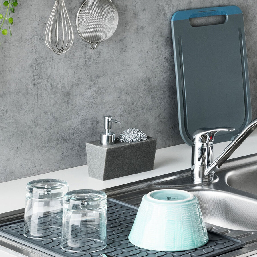 Distributeur de savon avec éponge 170ml, noir