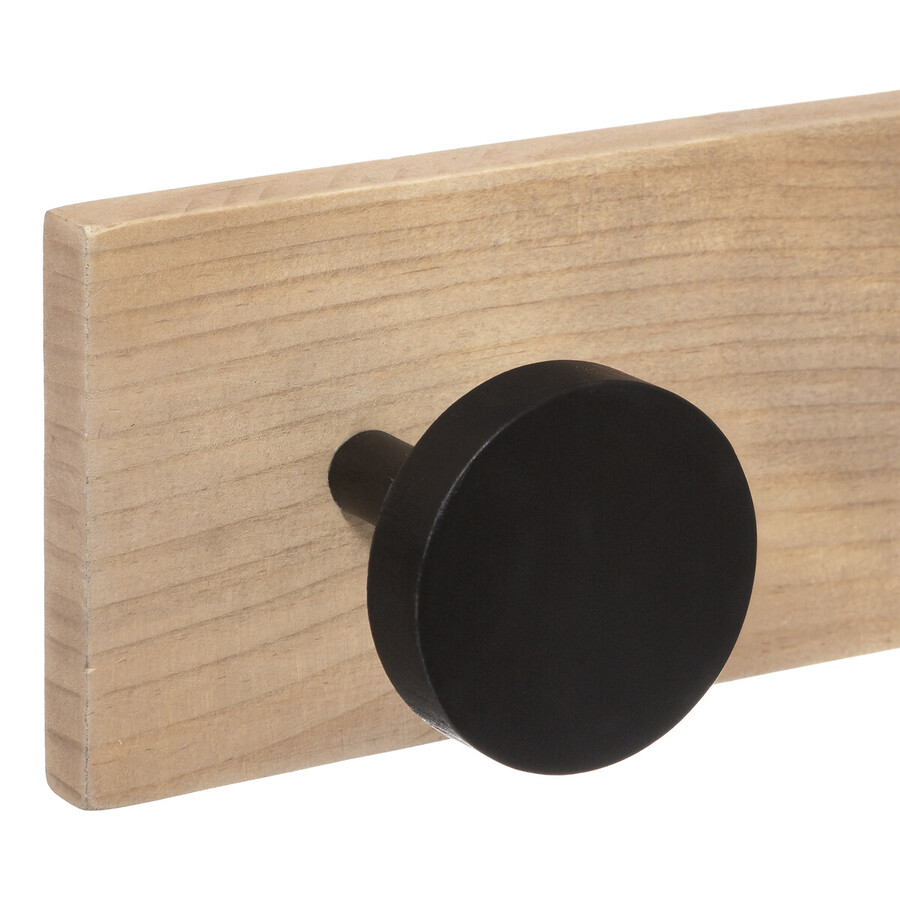 Patère 6 têtes pin, noir Roundwood