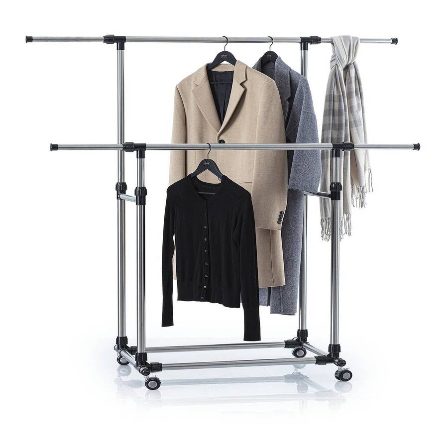 Portant à vêtements double inox Extensio+