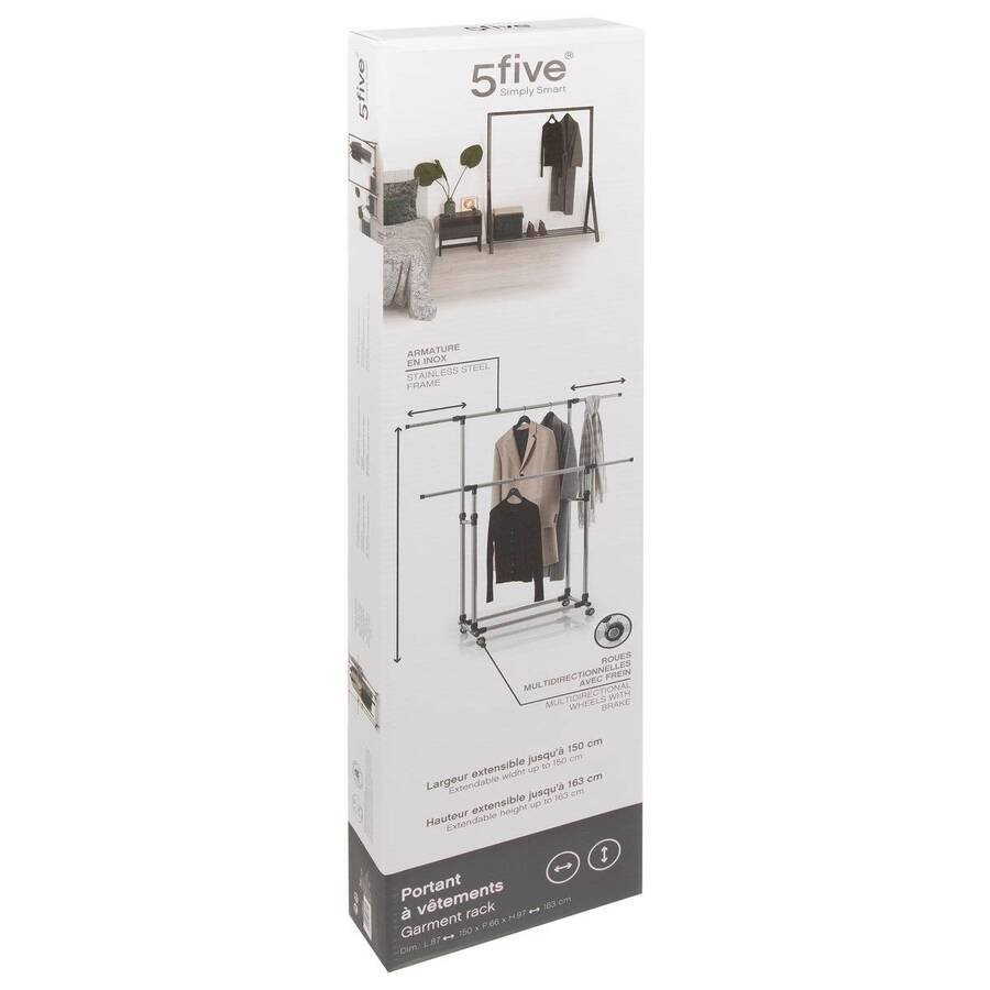 Portant à vêtements double inox Extensio+
