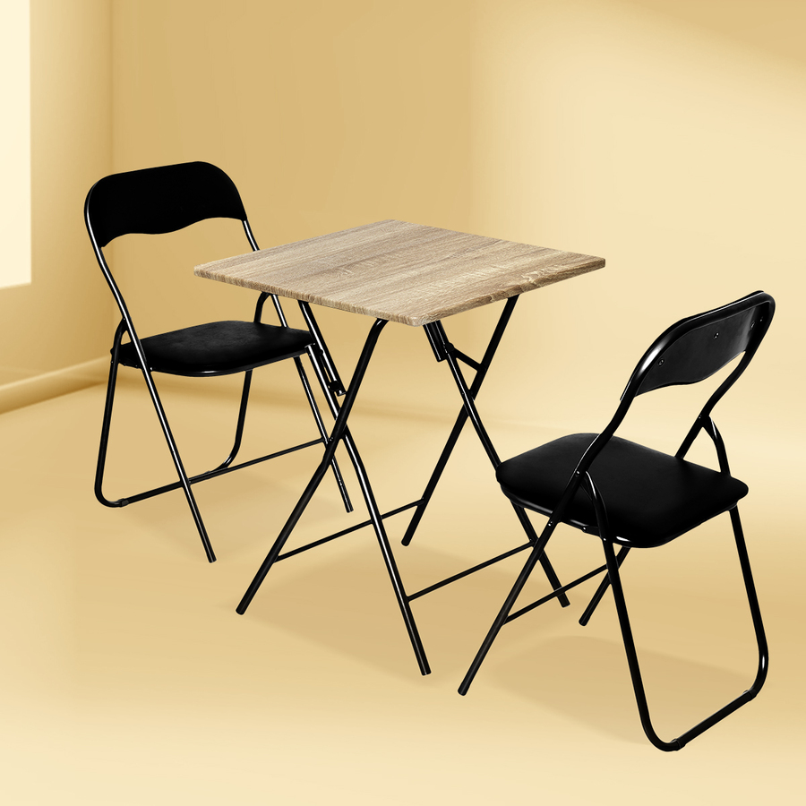Table pliante 2 places, effet bois 