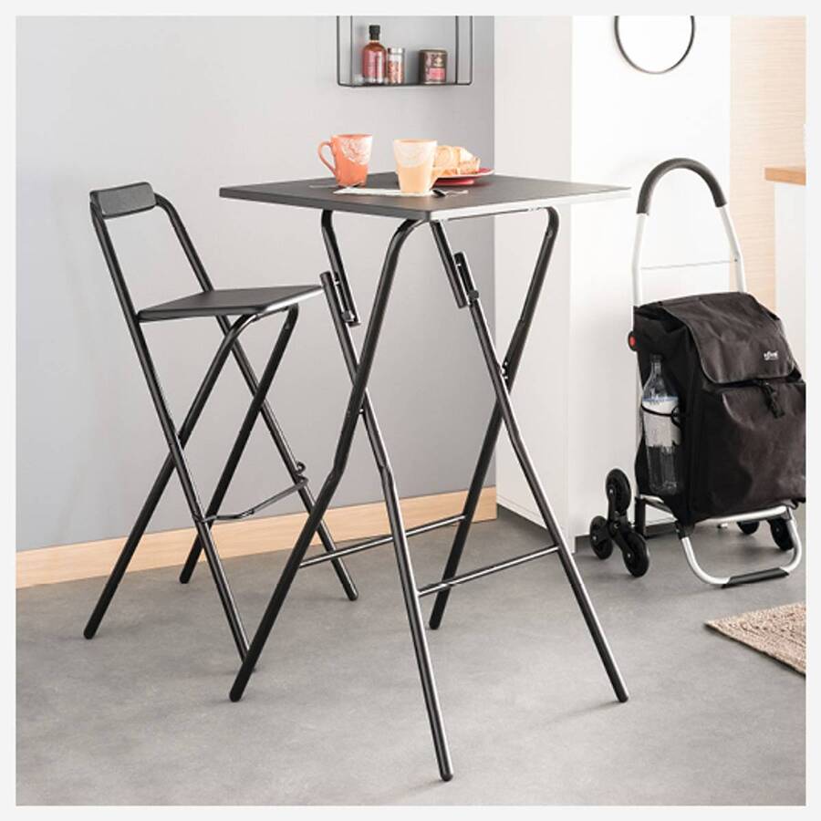 Chaise de bar pliante, noir Louna