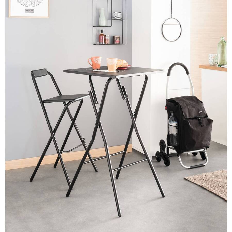 Chaise de bar pliante, noir Louna