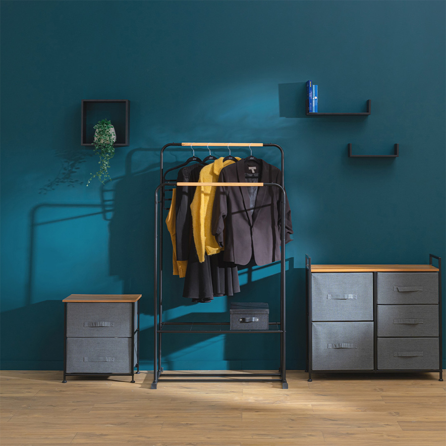 Portant à vêtements double, noir Blackwood