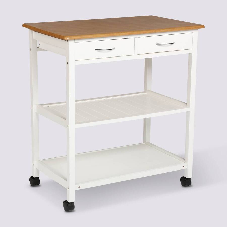 Dessertes 2 niveaux, blanc Bambou