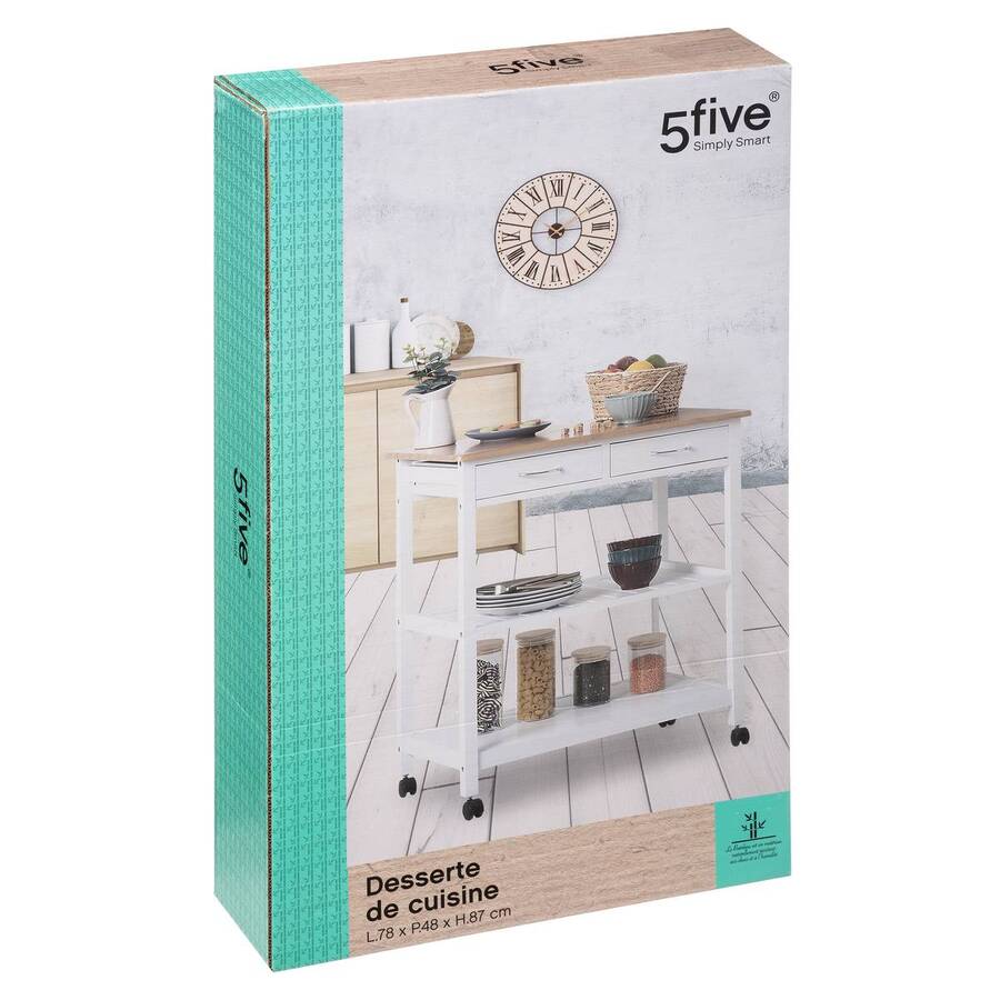 Dessertes 2 niveaux, blanc Bambou