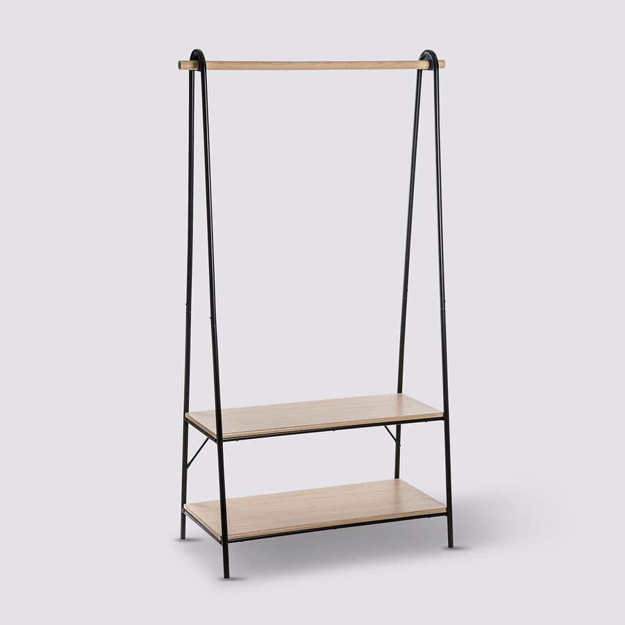 Portant à vêtements avec étagères, noir Jano