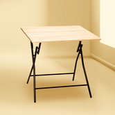 Table pliante 4 places, effet bois 
