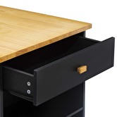 Ilot de cuisine à roulettes bois, noir 