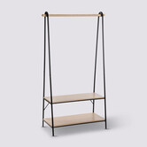 Portant à vêtements avec étagères, noir Jano