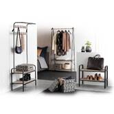 Portant à vêtements avec étagères, noir Jano