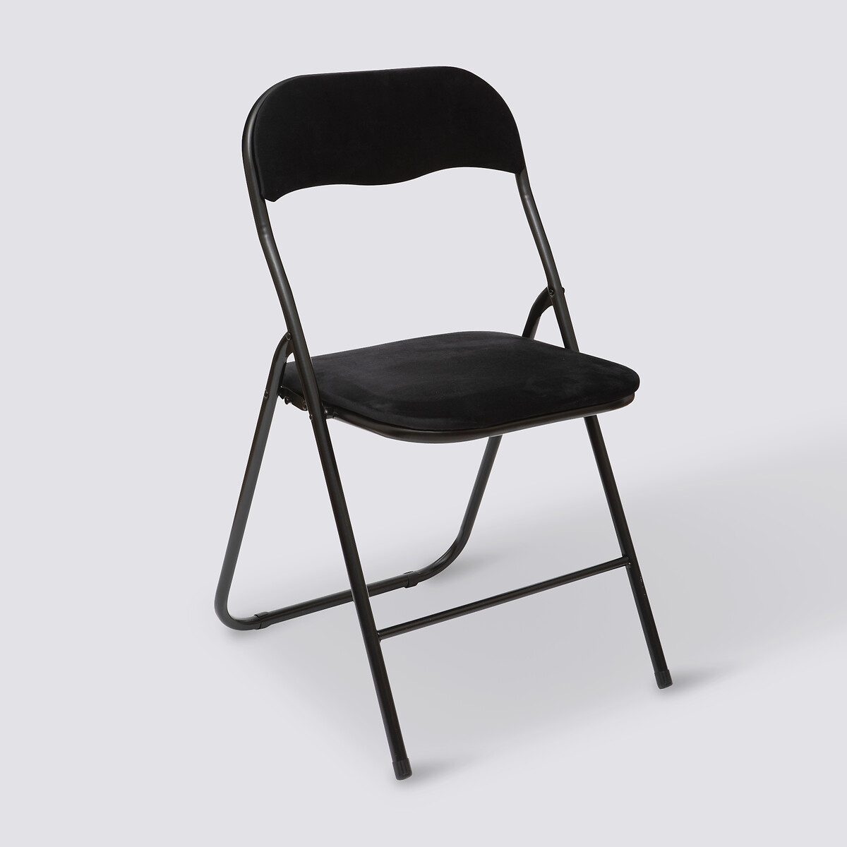 Chaise pliante en velours, noir 