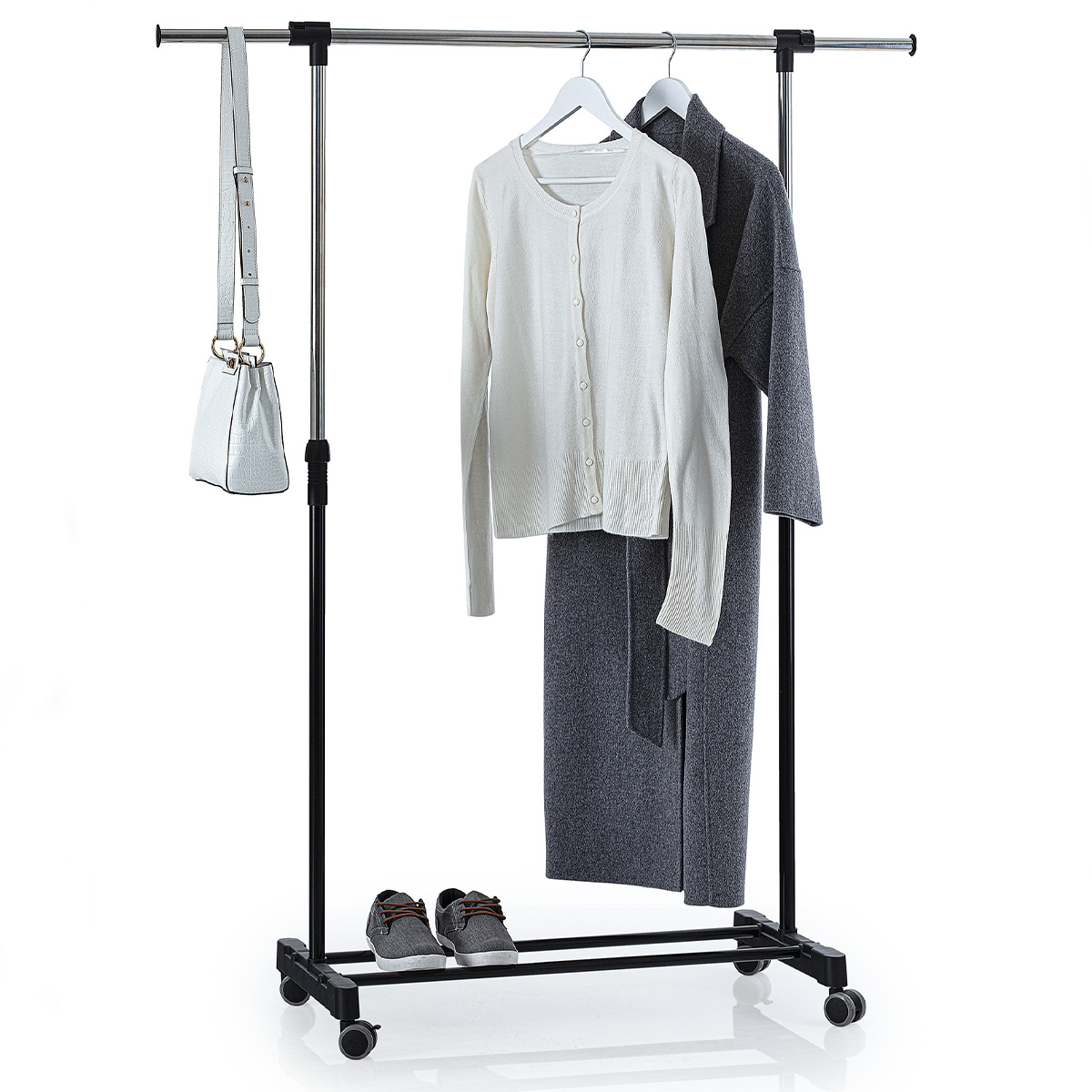 Portant à vêtements à roulettes simple Extensio