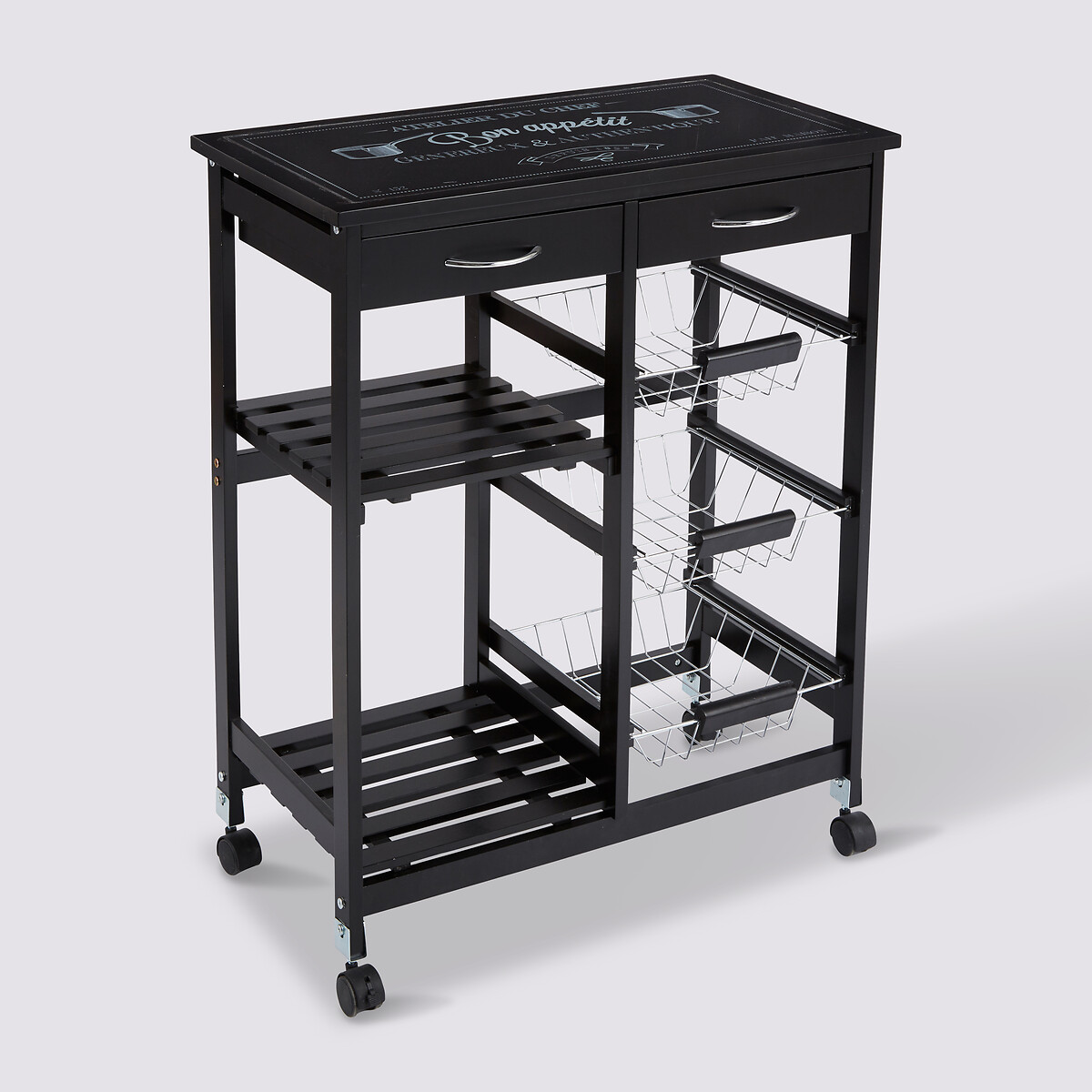 Desserte à roulettes 5 niveaux, noir Gustaf