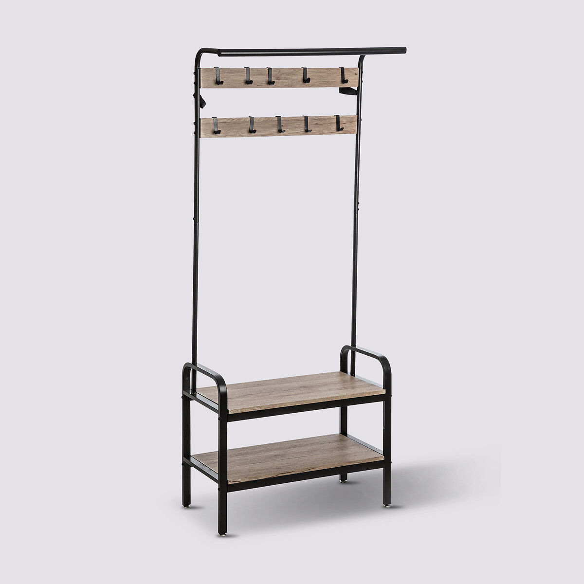 Penderie vestiaire 2 étagères - bois, noir Jano