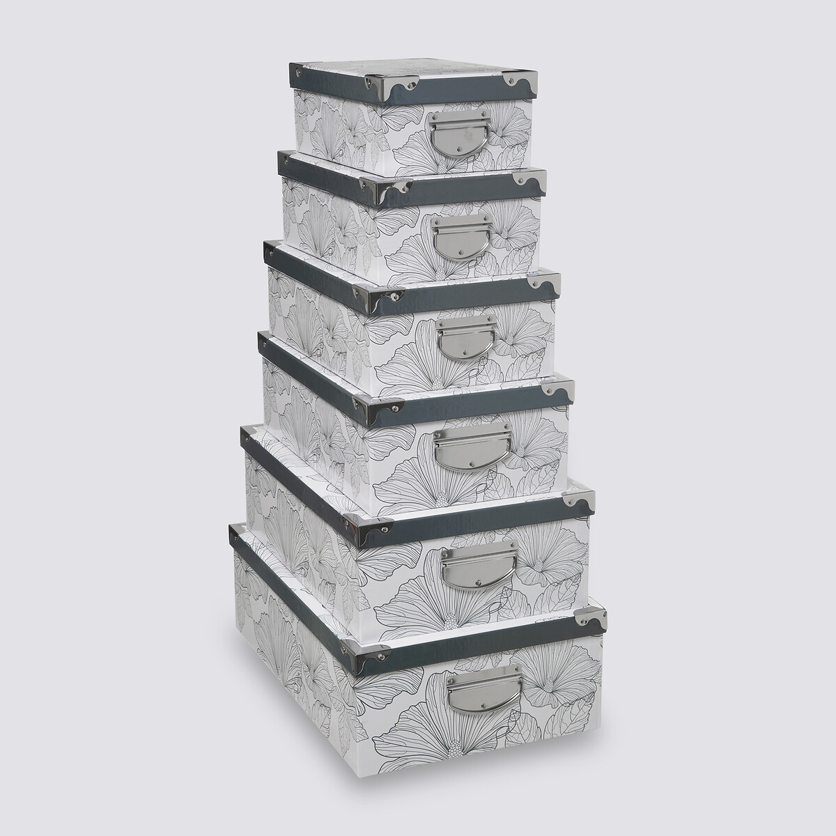 6 boîtes coin métal, noir et blanc Box'