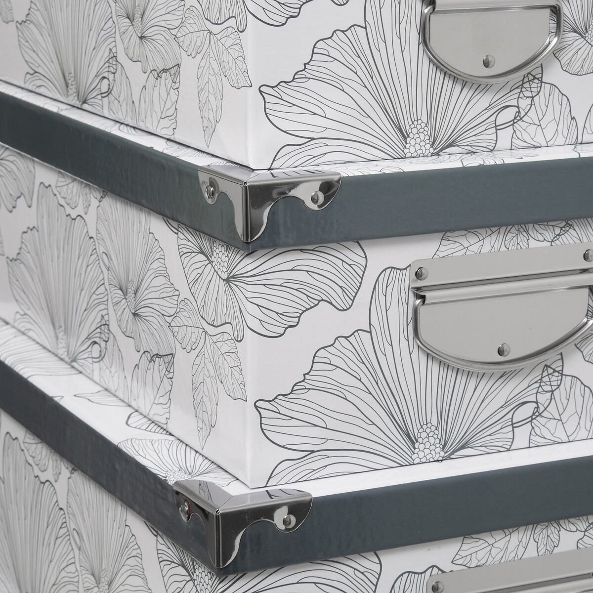 6 boîtes coin métal, noir et blanc Box'