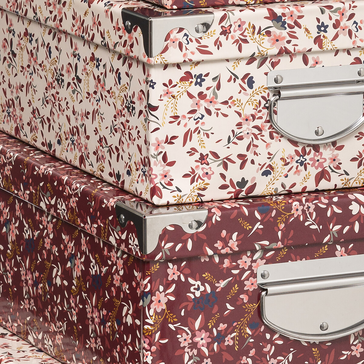 6 boîtes coin métal, rose Box'