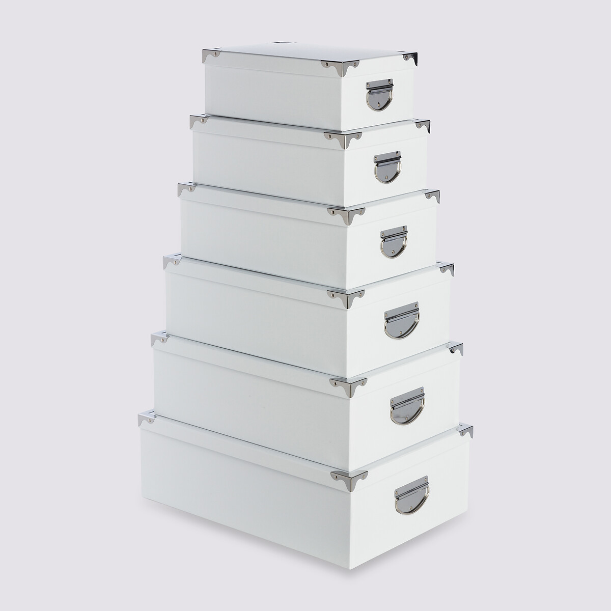 6 boîtes coin métal, blanc Box'