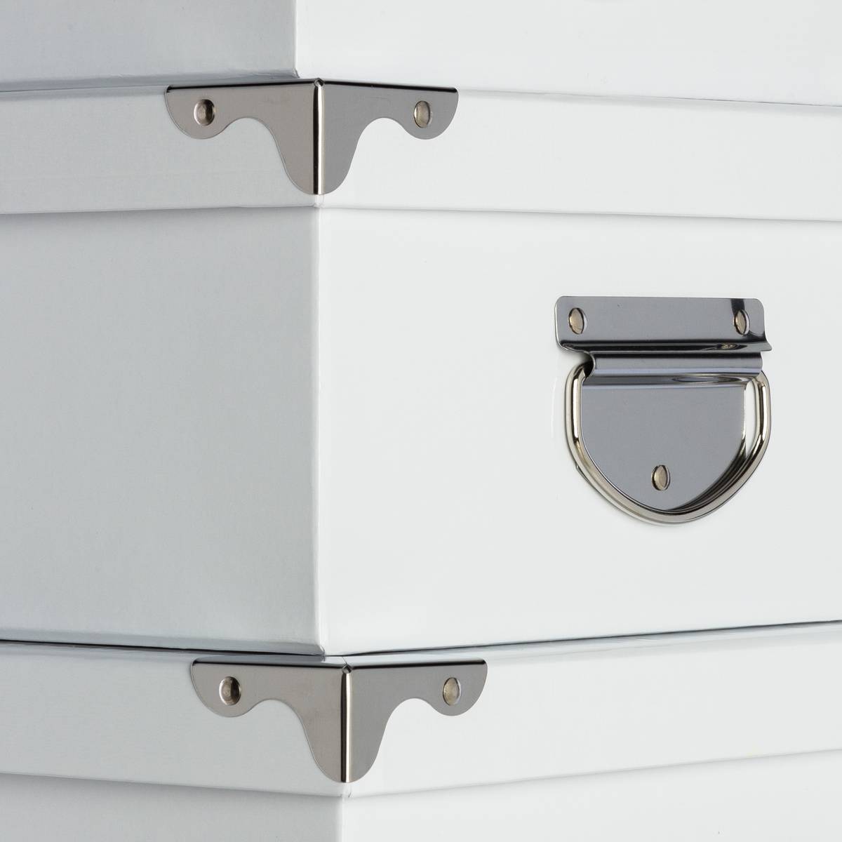 6 boîtes coin métal, blanc Box'