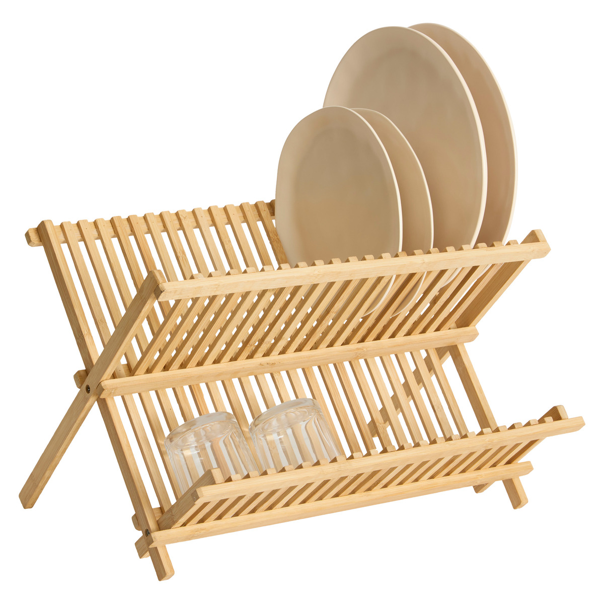 Égouttoir pliant 2 niveaux Bambou