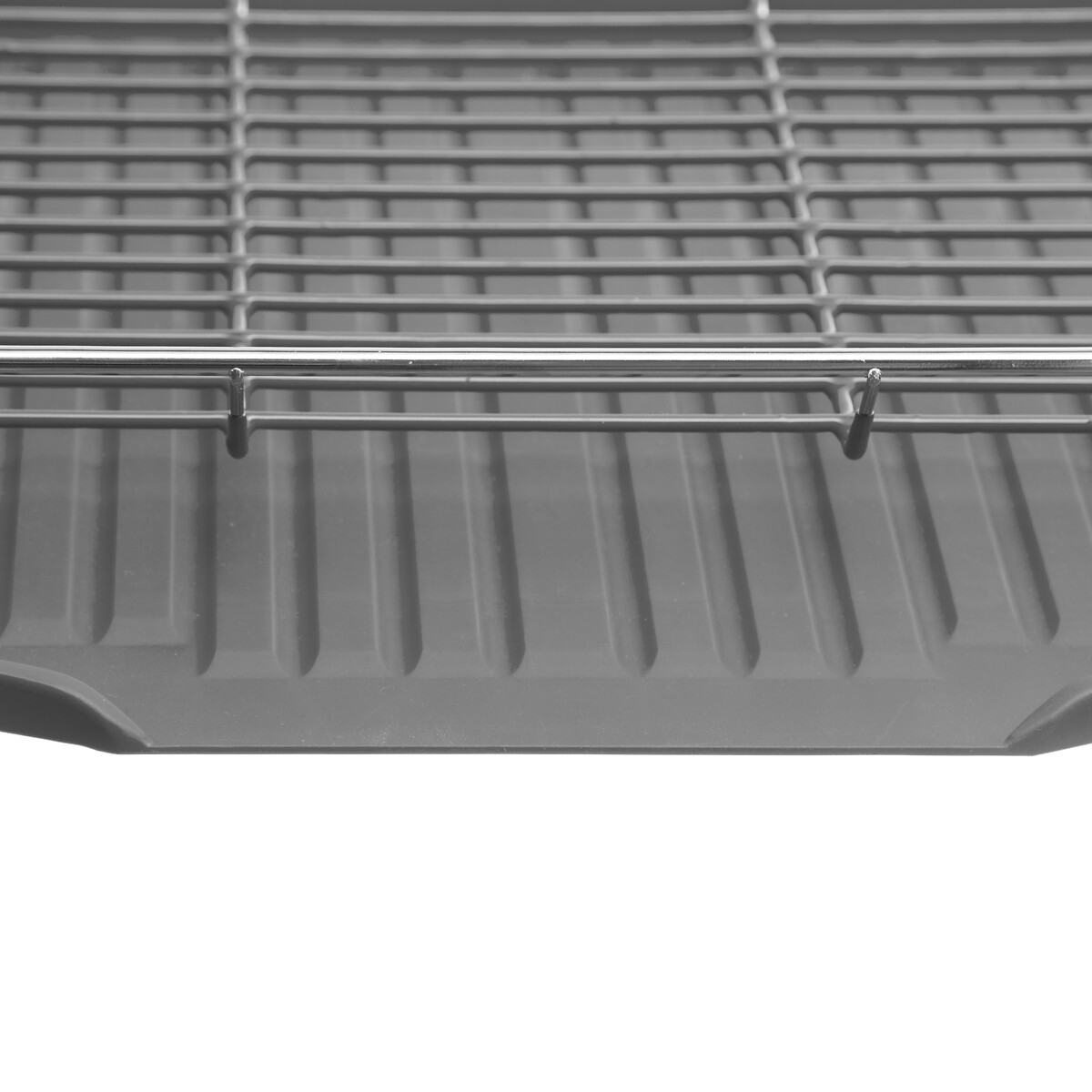 Égouttoir métal 2 niveaux avec plateau, gris