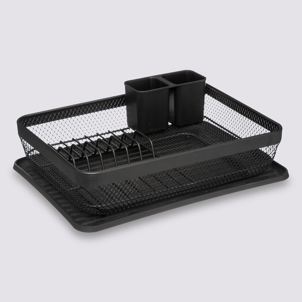 Égouttoir métal  avec plateau, noir Mayaj