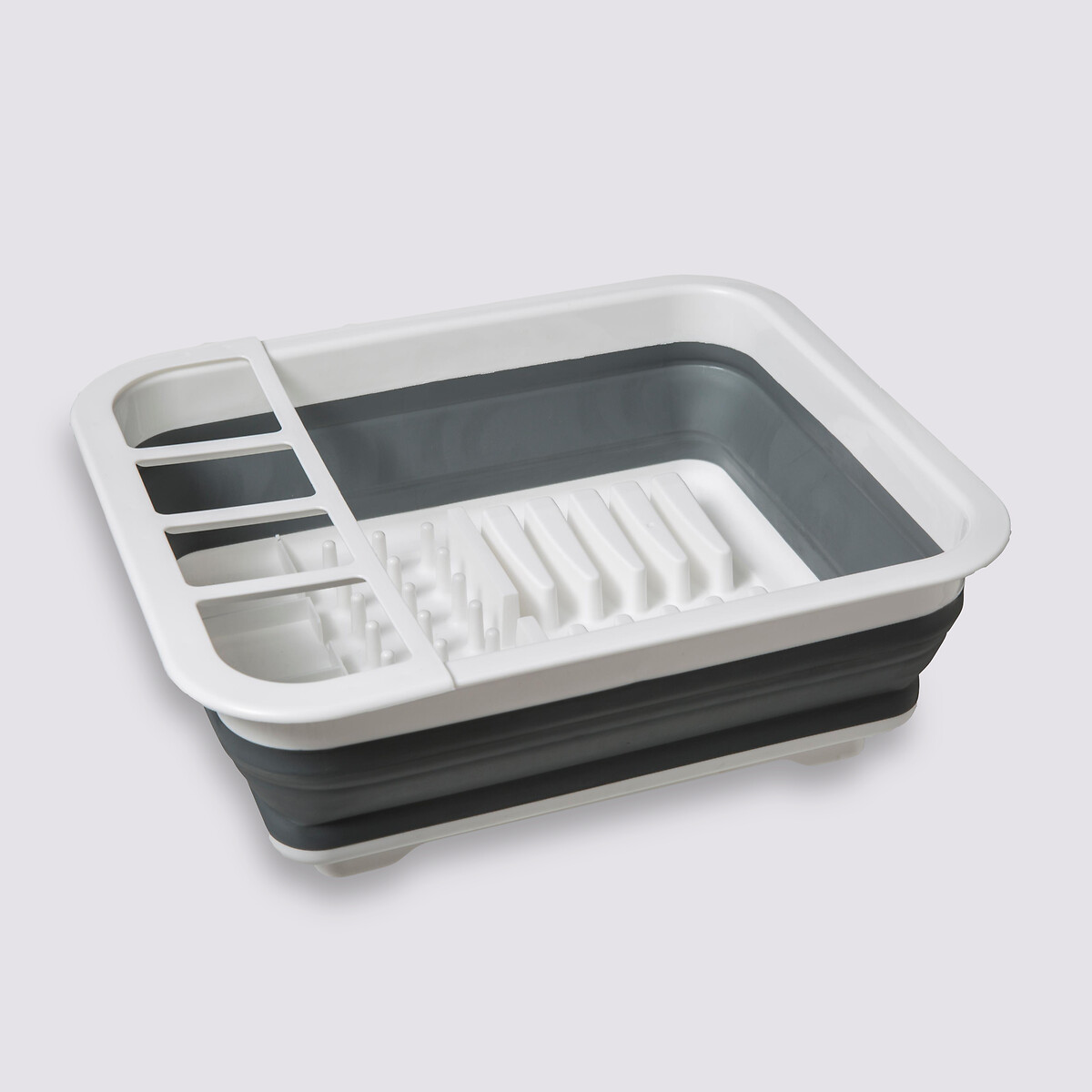 Égouttoir silicone rétractable, gris et blanc