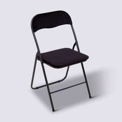 Chaise pliante en velours, noir 