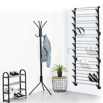 Porte-manteaux 8 crochets métal, noir Coaty